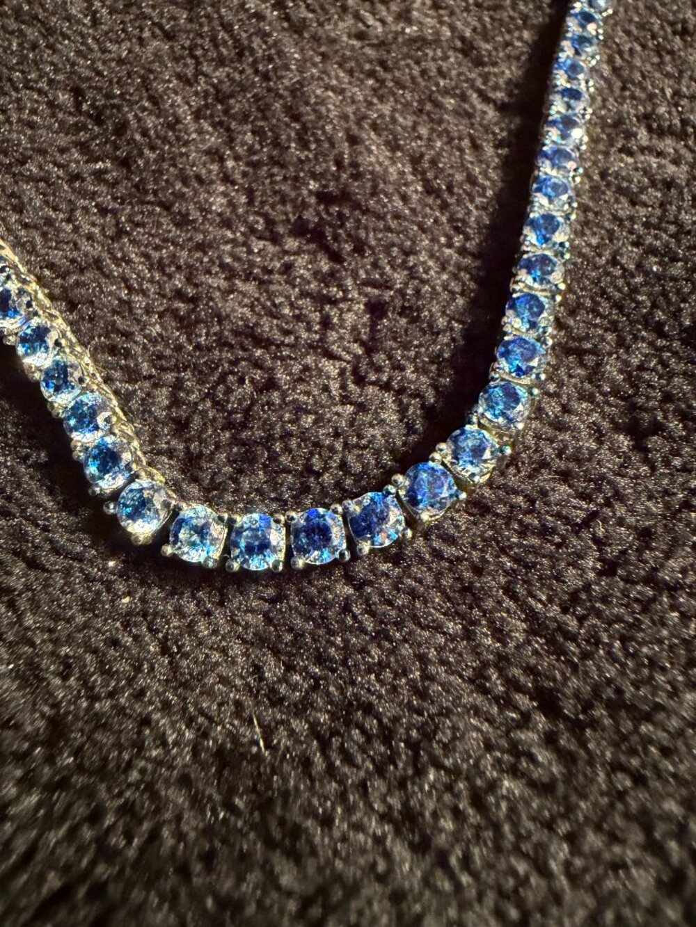 Light Blue Round Stone Tennis Necklace